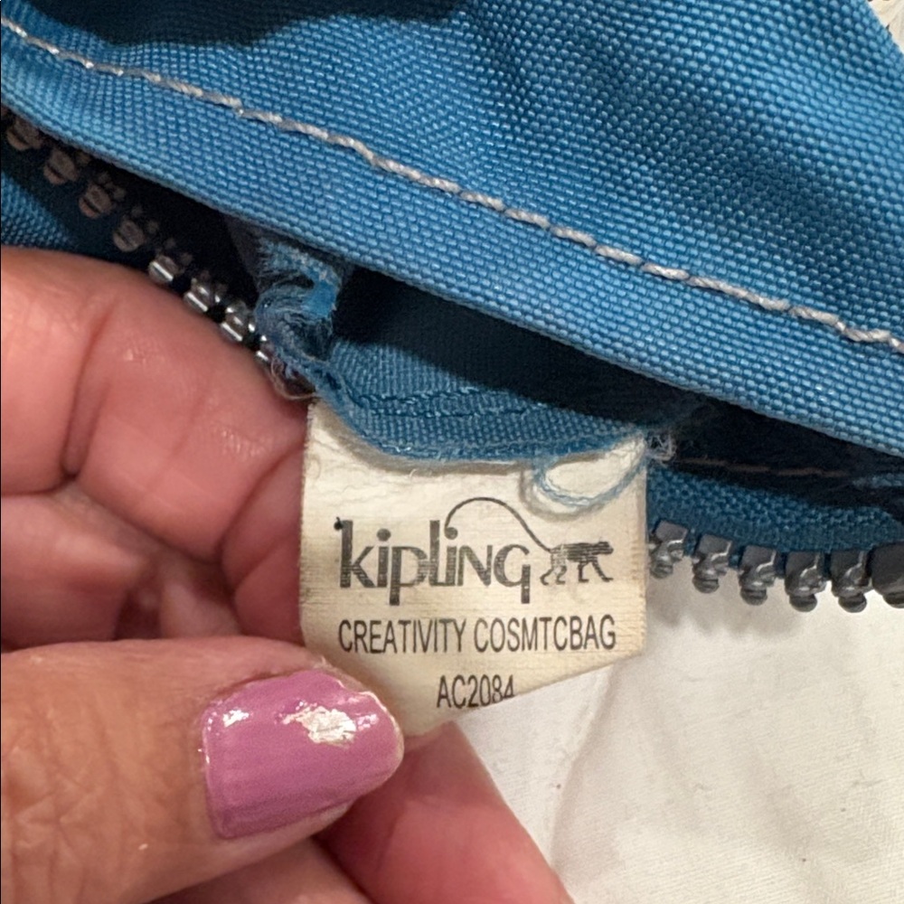 Kipling Teal Pouch with Keychain - Picture 6 of 8